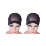 2 Pcs/Lot Wig Caps Mesh Cap for Making Wig Stretchable Hairnets with Wide Elastic Band Mesh Dome Cap for Wigs (Black Mesh Cap M)