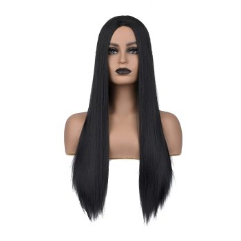 Long black wig for women Straight Wig Glueless Heat Resistant Woman Wigs (black)