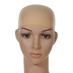 Wig Caps, Stocking Caps For Wigs Stretchy Nylon Wig Caps For Women Beige (2pcs)