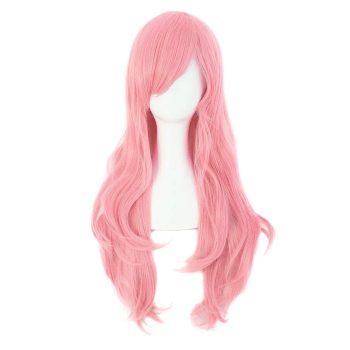28" 70cm Long Curly Hair Ends Costume  Wig (Pink)