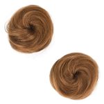 2 PCS Mini Claw Clip in Messy & Cat Ears Hair Bun Extensions  Wig Accessory Updo Hairpieces for Women Girls (Pack of 2-3" Straight, Warm Light Brown)