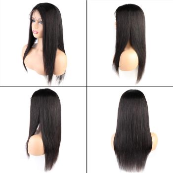Lace Frontal Wigs 180% Density for Women Straight Hair Wigs Lacefront Human Hair Middle Part Bob Wig 13x4x1 T Part Brazilian Hair Medium Long Shoulder Length Glueless Wigs (Natural Black Color, 18")
