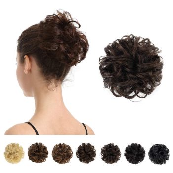 100% Human Hair Bun Extension - Human Hair Messy Bun Hairpieces Brown Hair Bun Extensions for Women - Real Human Hair Bun Natural Hair Bun Scrunchies Updo Chignons Daily - Dark Brown