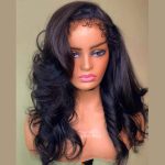 HD lace Curly Edges Baby Hair Body Wave Lace Front Wigs Human Hair 180% Density HD Invisible 13x6 Lace front Wigs Pre Plucked Brazilian Remy Human Hair Glueless Wig For Black Women14“