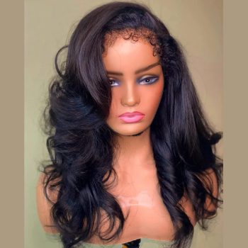 HD lace Curly Edges Baby Hair Body Wave Lace Front Wigs Human Hair 180% Density HD Invisible 13x6 Lace front Wigs Pre Plucked Brazilian Remy Human Hair Glueless Wig For Black Women14“