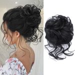 Messy Bun Hair Piece Tousled Updo Hair Buns Extension Elastic Hair Band Hair Pieces Curly Hair Bun Scrunchie For Women (Black)