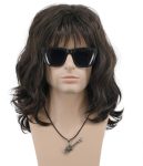 70s 80s Punk Rocker Party California Wig Men Women Long Wave Dark Brown Halloween Costume Cosplay Wig
