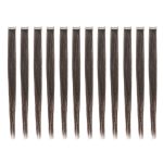 12 Pcs Straight One Color Party Highlights Clip on in Hair Extensions Colored Hair Streak Synthetic Hairpieces (Dark Brown-4#)