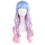 Beautiful Long Wavy Harajuku Style  Wig (Light Blue/Light Purple/Pink)