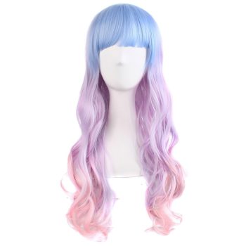 Beautiful Long Wavy Harajuku Style  Wig (Light Blue/Light Purple/Pink)