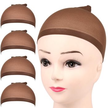 Wig Cap, 4 pieces Dark Brown Stocking Wig Caps Stretchy Nylon Wig Caps for Women