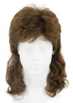 Men Wigs 70s 80s Rock Wig Brown Wavy Mullet Wigs for Men Halloween Costume Theme Party Wig