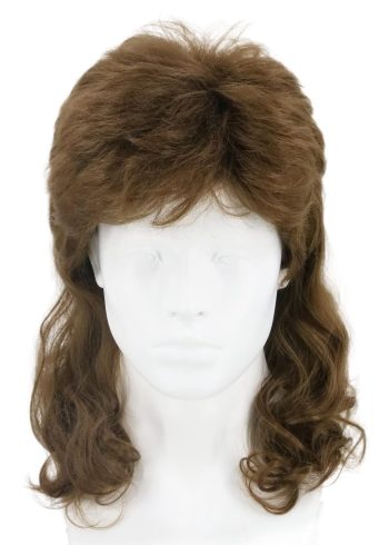 Men Wigs 70s 80s Rock Wig Brown Wavy Mullet Wigs for Men Halloween Costume Theme Party Wig
