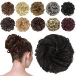 Messy Bun Hair Piece - Elastic Wavy Curly Hair Bun Scrunchies Extensions Synthetic Chignon Hairpieces for Women Girls, Black Brown 1 PCS