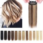 2 Pcs Short Hair Extensions Clip in Human Hair 6 Inch 20g Hairpiece Human Hair Toppers for Women With Thinning Hair Adding Hair Volume -#4P27 Medium Brown&Dark Blonde