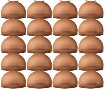 Wig Caps, 20 Pack Stretchy Nylon Skin Tone Wig Application Caps for Women and Men - Brown