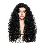 Long Wavy Wigs 28 Inches Natural Black Synthetic Kinky Curly Hair Wig for Women
